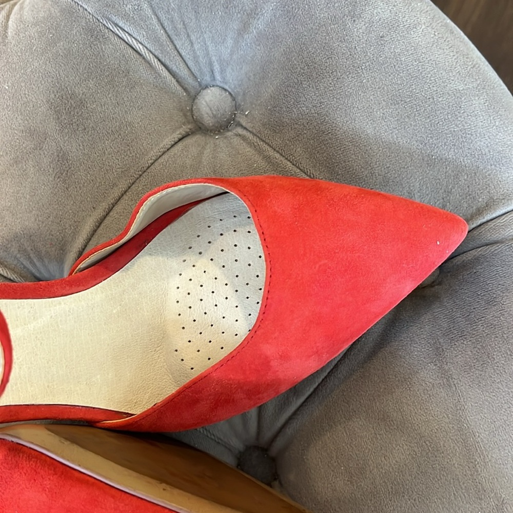 KENNETH COLE NY RED SUEDE STILETTO HEELS/ 7.5 LIKE BRAND NEW - Picture 7 of 7
